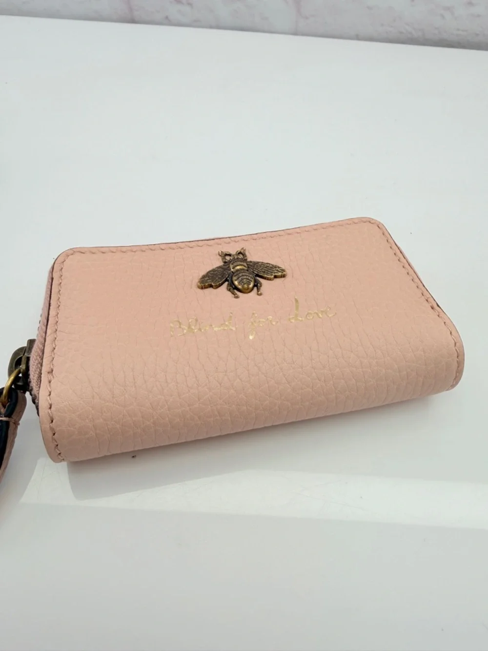 Gucci Pink Bee Accent Zip Wallet Key Case - Picture 7 of 12